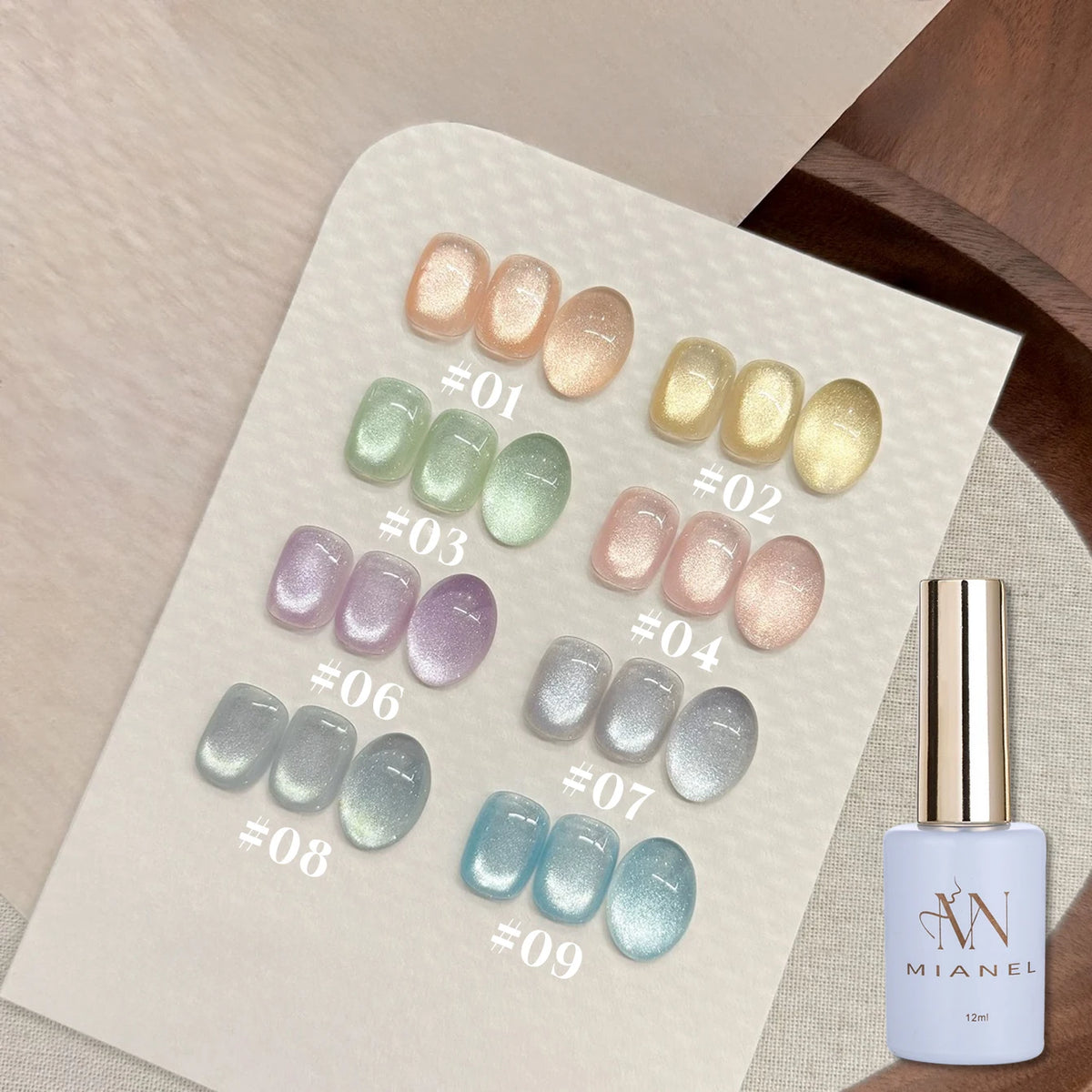 MIANEL 1-16PCS Light Smoke Magnet Cat Eye Gel Nail Polish 2025 New Glass Bead Nude Pink Nail Glue Pink Nails Blue Nails Nail Art