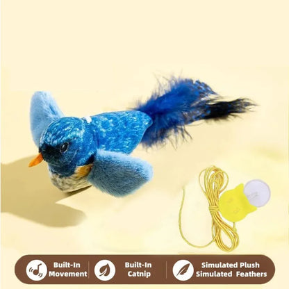 The pet cat toy emulates the sound bird to amuse the cat elastic rope to relieve boredom and resist scratching and biting