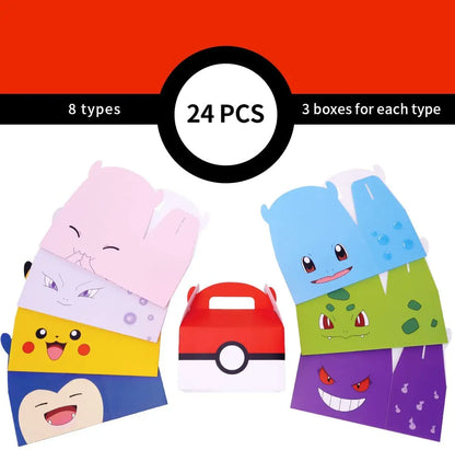 Pokemon Gift Box Pikachu Party Favors Birthday Party Decorations Pokeball Paper Gift Bags Handle Candy Box Baby Shower For Kids