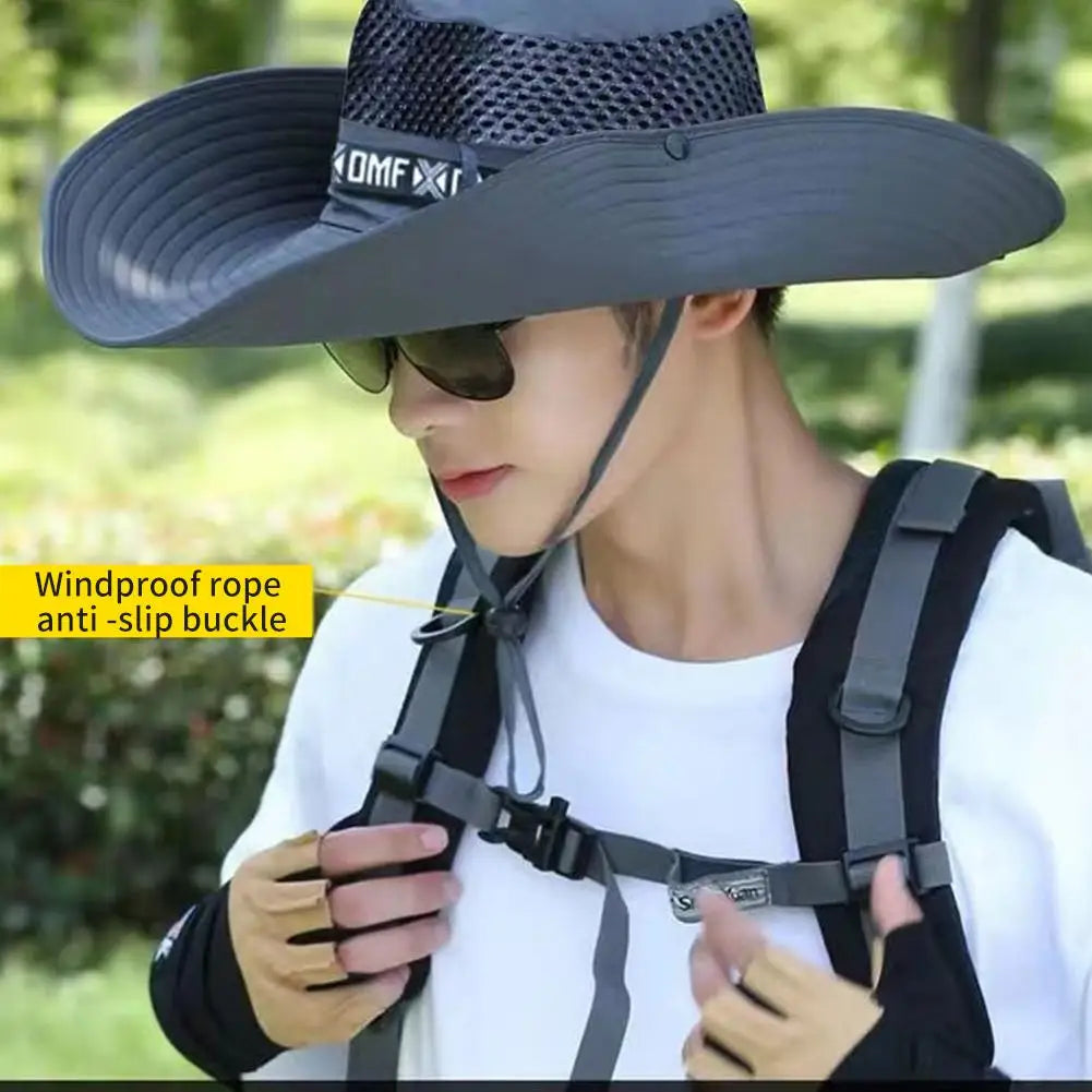 Summer Large Sun Hat Men Women Breathable Fishing Caps Sun UV Protection Mesh Fisherman Hat Hiking Outdoor Beach Cap