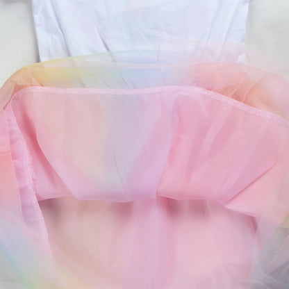 Girls' K-Pop Hunters "Chibi Rainbow" Princess Dress: Flying Sleeve Tutu with Star Sequins