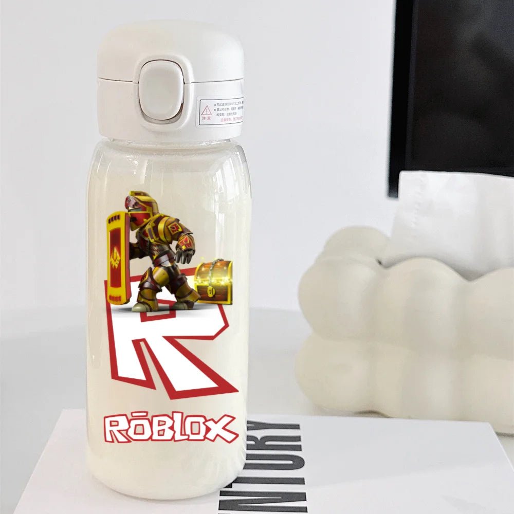 600ml Game Roblox Transparent Straw Water Cup Portable Large Capacity Straw Water Bottle Student Water Cup Plastic Sports Cup