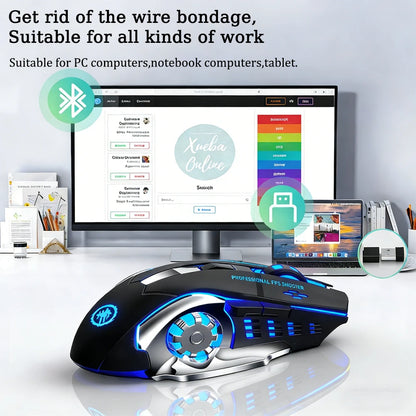 2.4G Wireless Mouse USB Bluetooth Mecha Gaming Mouse Rechargeable Silent Backlight Mice Ergonomic Office Mice Game Accessories
