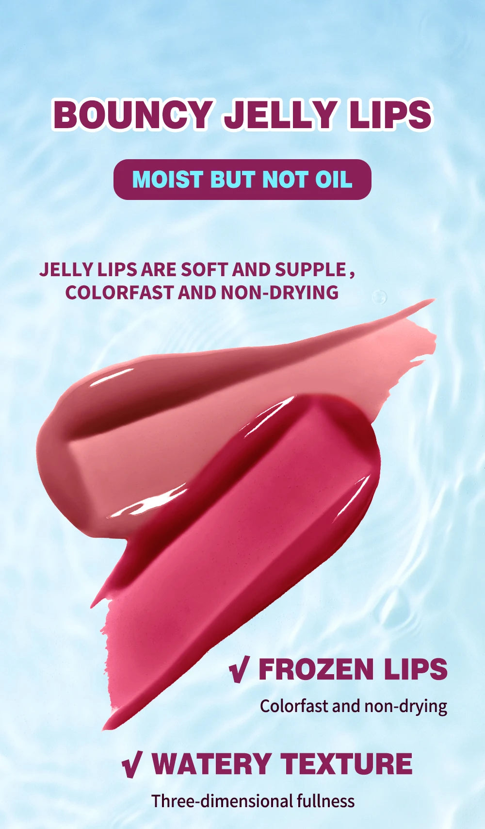 QIBEST Crystal Lip Gloss Mirror Watery Lip Glaze Long Lasting Moisturizing Lip Balm Plumping Gloss Oil Hydrating Makeup Lip Tint