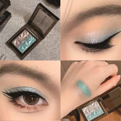 Chameleon Gradient Eyeshadow Palette Glitter Smokey Silver Blue Highlighter Metallic Pearlescent Eyes Makeup Lasting Brightening