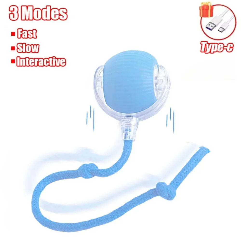 New Cat Interactive Ball Toy Automatic Rolling Ball Faux Tail Rechargeable Smart Pet Electric Toy Dog Cat Training Imitate Mouse