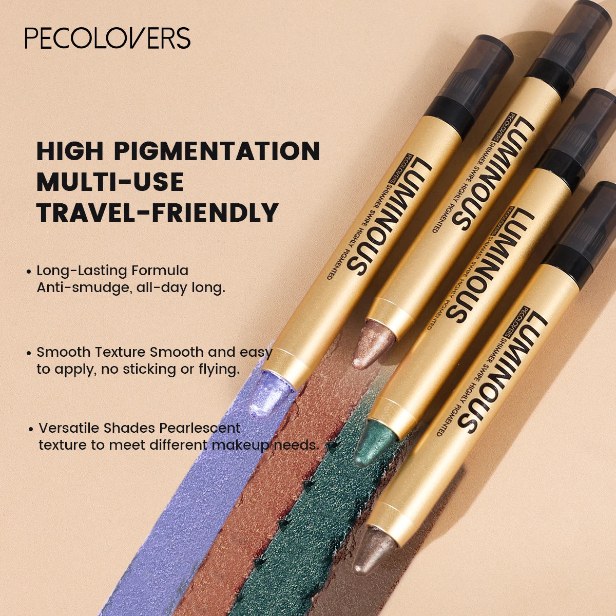 1PC Stunning Multi-color Eye Shadow Sticks - Long-lasting, Waterproof, Easy To Apply, Anti-smudge, Pearlescent Glitter Finish