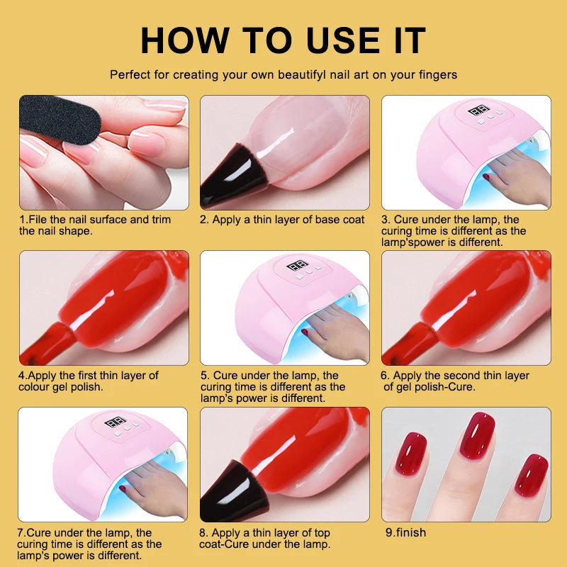 Gel Nail Polish Kit With UV Nail Lamp Electric Nail Drill Machine Soak OFF Gel Nail Kit Base&Top Coat Gel Polish Nail Tools Set