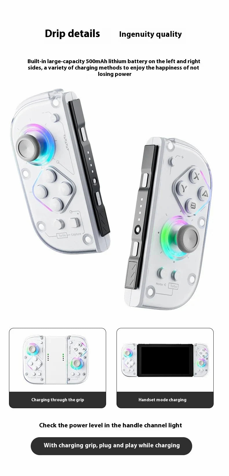 Aolion J20 Knight Wireless Gamepad with Left And Right Switch Hall Joystick Motion Sensing Custom For NS Joycon Game Accessories