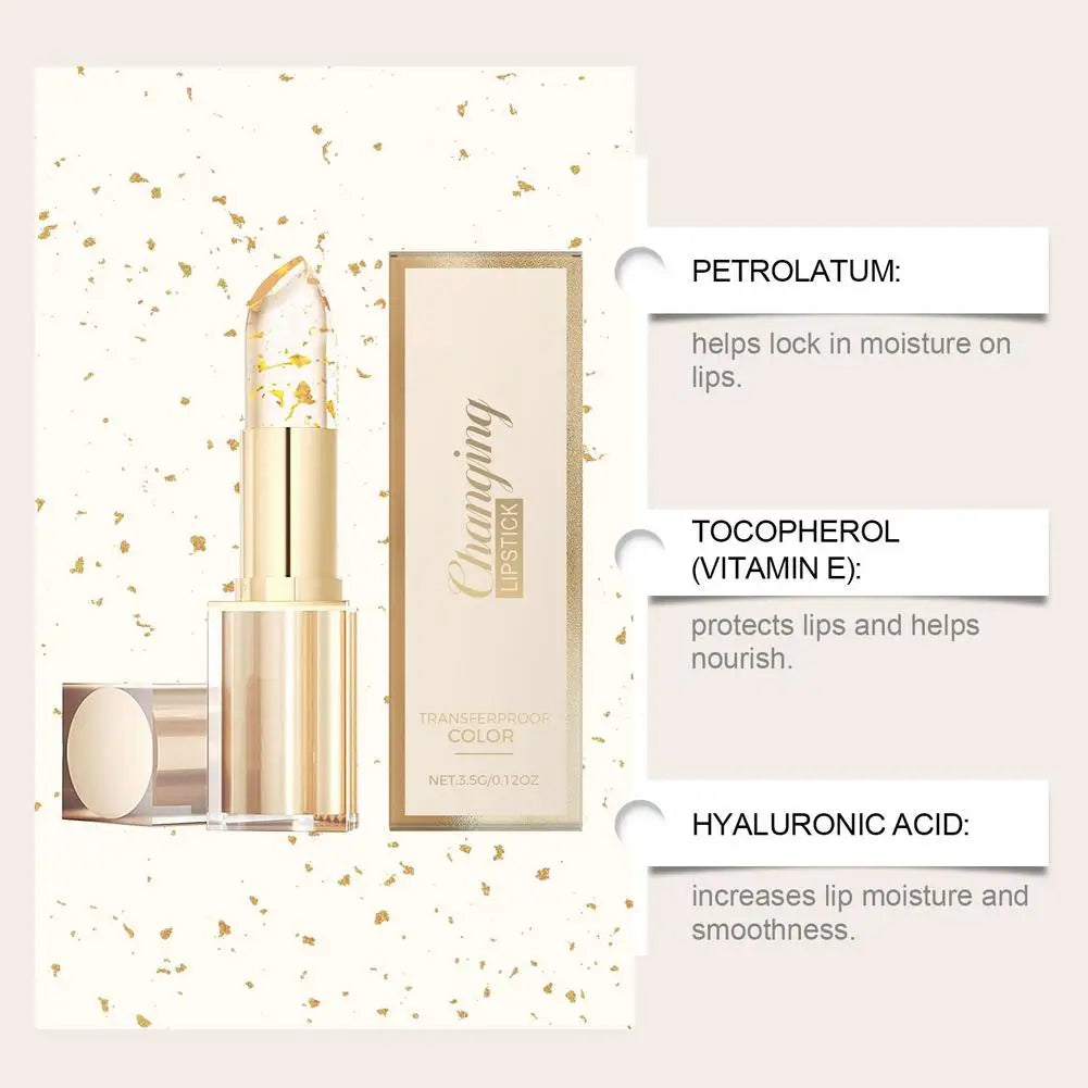 Gold Foil Temperature Color Changing Lipstick: Hydrating Lip Repair & Glossy Shine