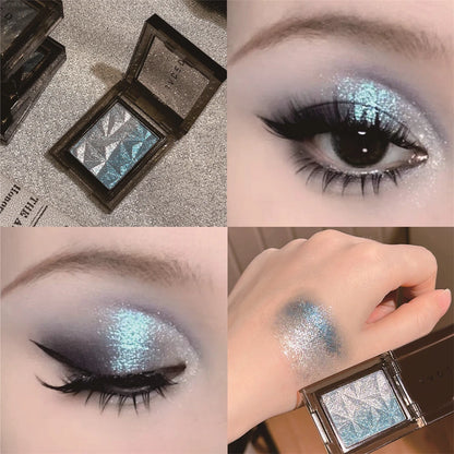 Chameleon Gradient Eyeshadow Palette Glitter Smokey Silver Blue Highlighter Metallic Pearlescent Eyes Makeup Lasting Brightening