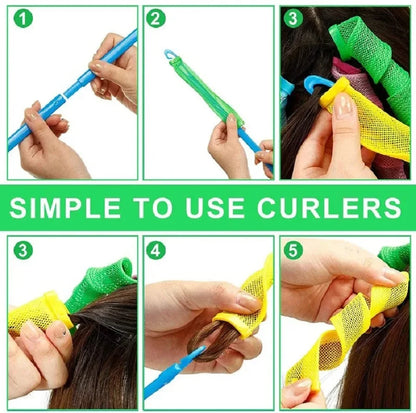 18Pcs Magic Hair Curler Wave Formers Set - DIY Hair Styling Tool Hair Accessories Rollers for Women