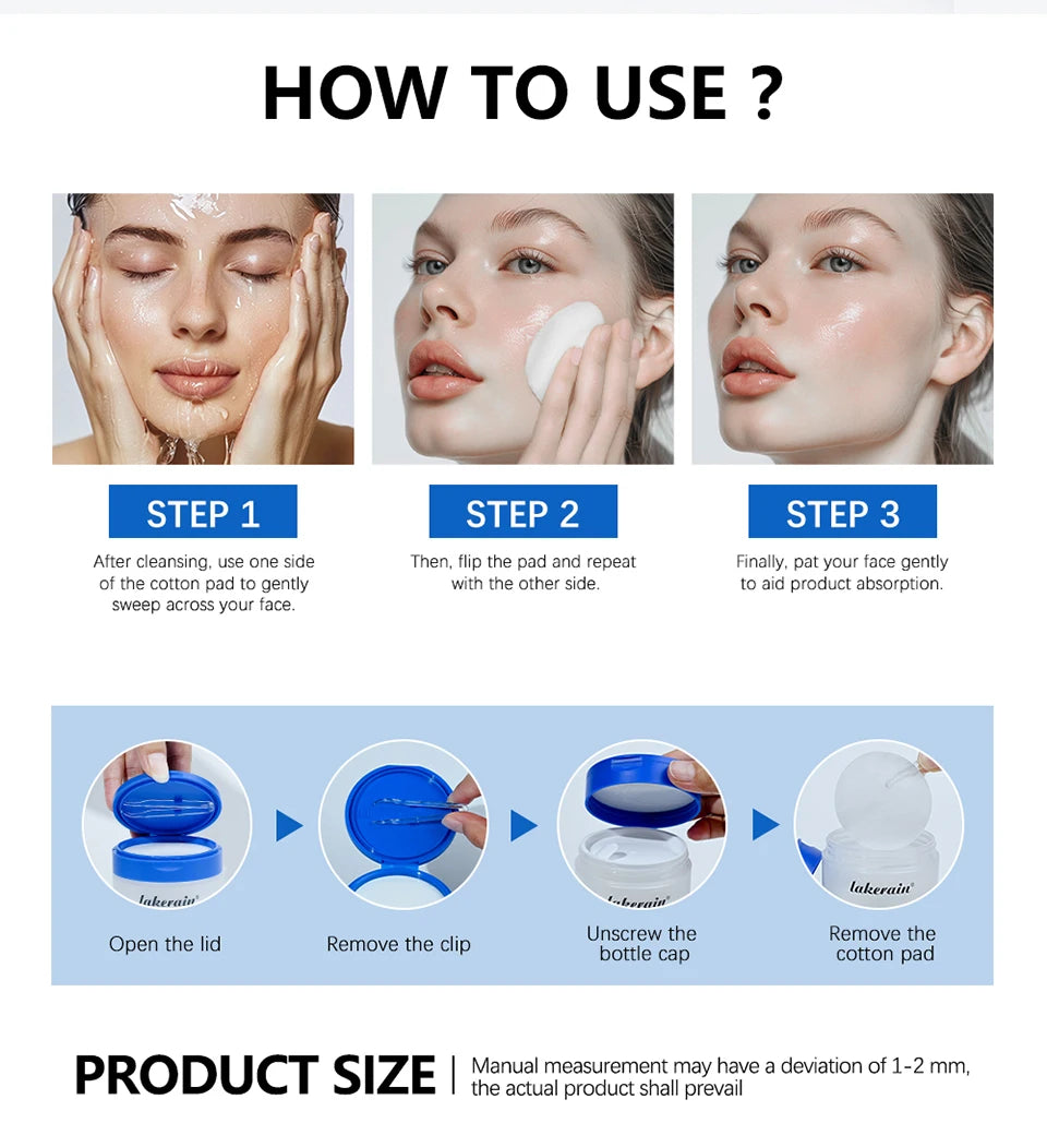 lakerain 0-PORE Toner Pads: Lactic Acid & Panthenol Exfoliating Treatment (80 Pads)