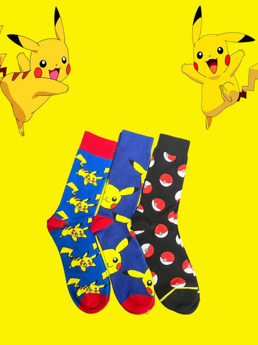 1/3/4 Pairs Pokemon Men's Fashion Trend Long Socks Cartoon Anime Figure Pikachu Eevee Gengar Unisex Athletic Harajuku Socks