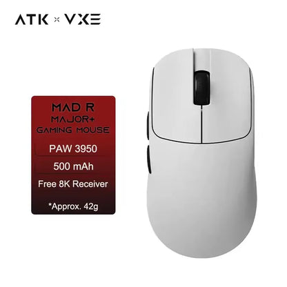 ATK VXE MAD R MAJOR Gaming E-Sports Mouse Ultra-lightweight Dual-Mode PAW3395/3950 Sensor Ergonomic Mice Standard 8K