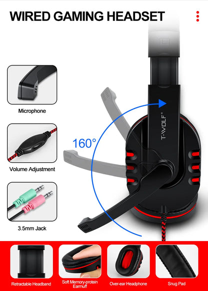 T-WOLF 4-in-1 Ultimate Gaming Combo: RGB Keyboard, Mouse, Headset & Pad