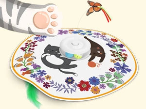 Cat Toys Rechargeable, 4 in 1 Hide and Seek Kitten Wand Toy, Automatic InteractiveToy for, Fluttering Butterfly, Chasing Feather