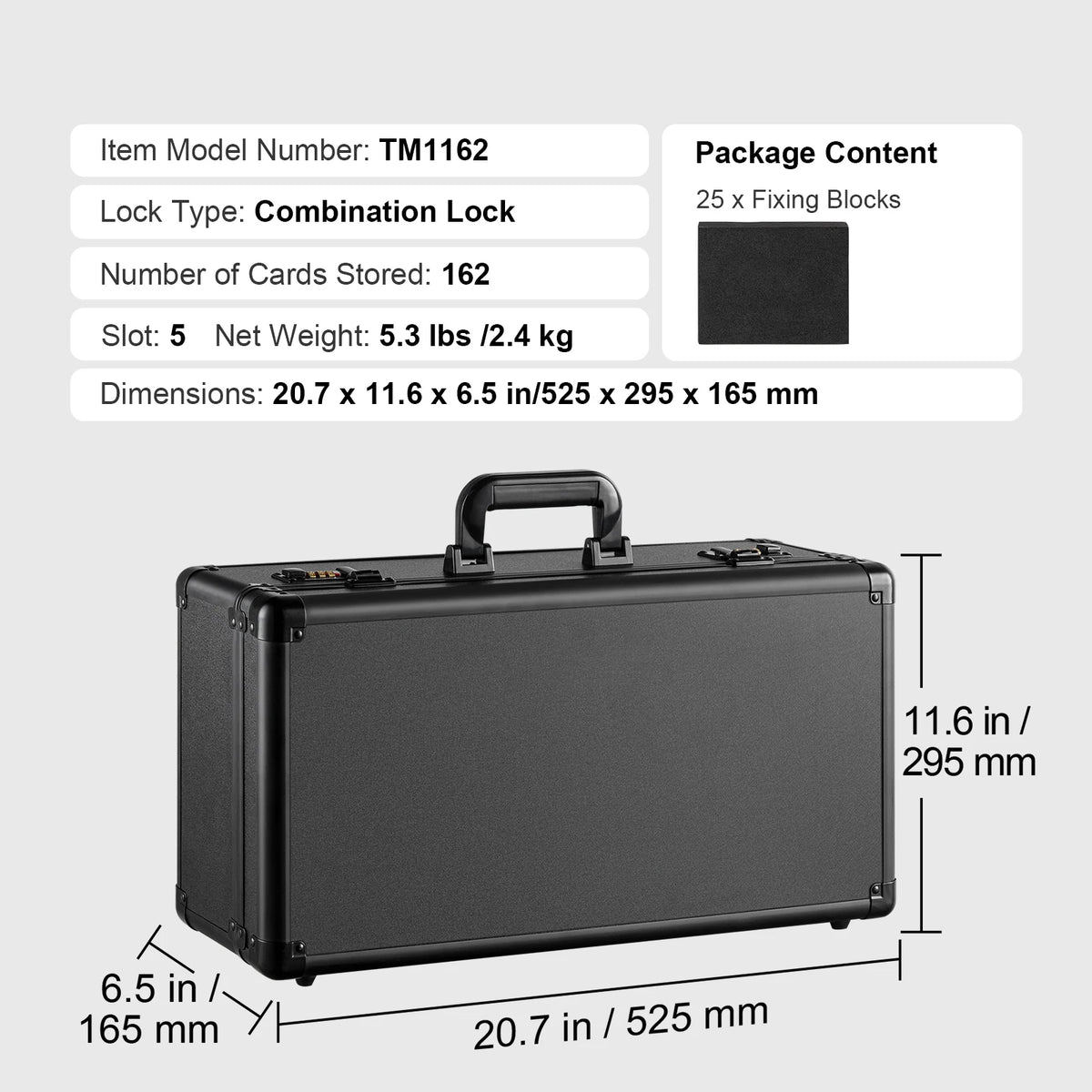SucceBuy Graded Card Storage Box 4 Slots or 5Slots with Key Lock or Coded Lock Foam Dividers for 96/108/120/162 PSA Graded Cards