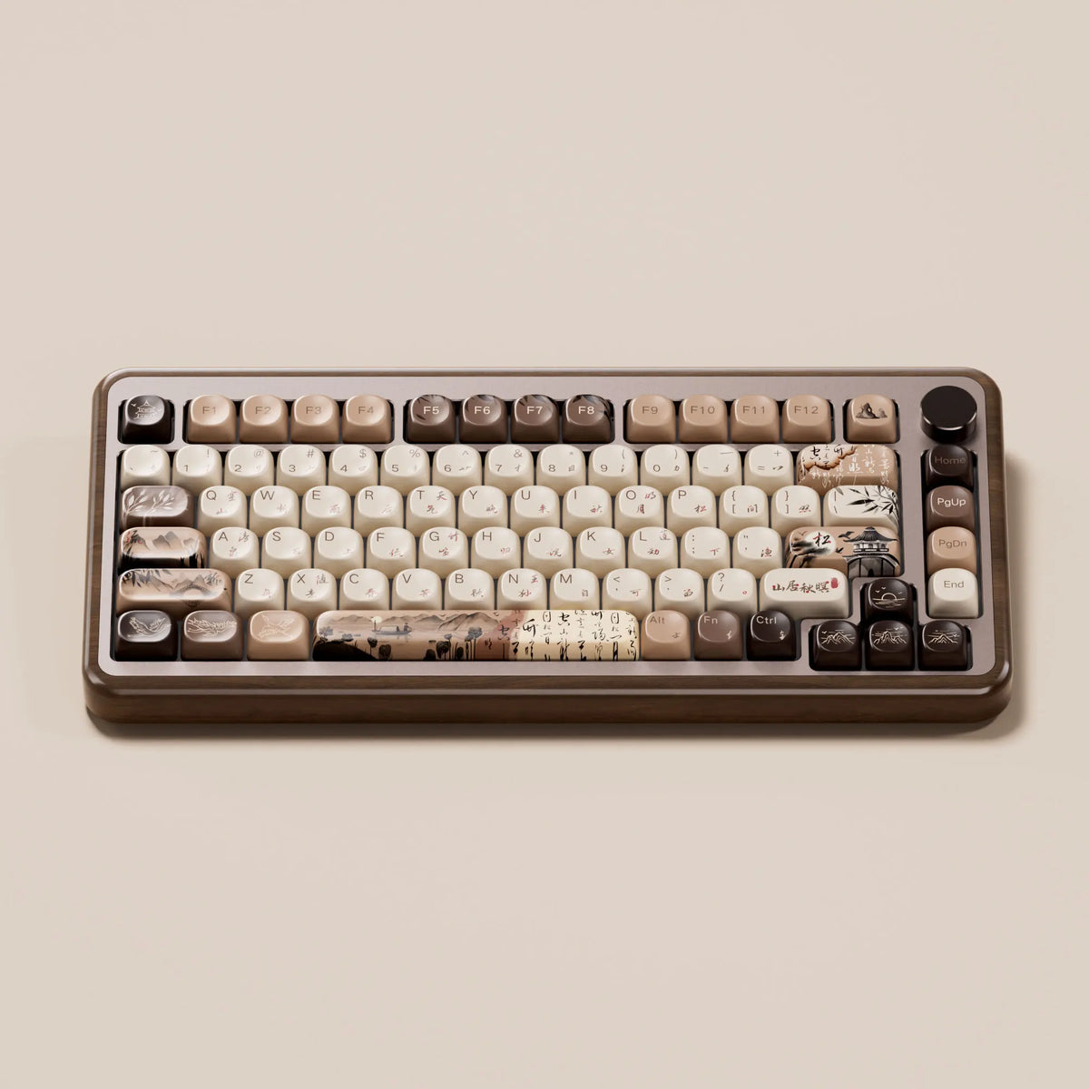 Akko MU02 75% Mountain Seclusion Wooden Mechanical Keyboard RGB Hot-swappable BT5.0/2.4G Wireless & Type-C Wired Gaming Keyboard