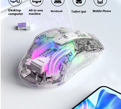 LANGTU G4 Three Mode RGB Bluetooth Wireless Mouse - Desktop Laptop Gaming Office Silent Transparent Mouse