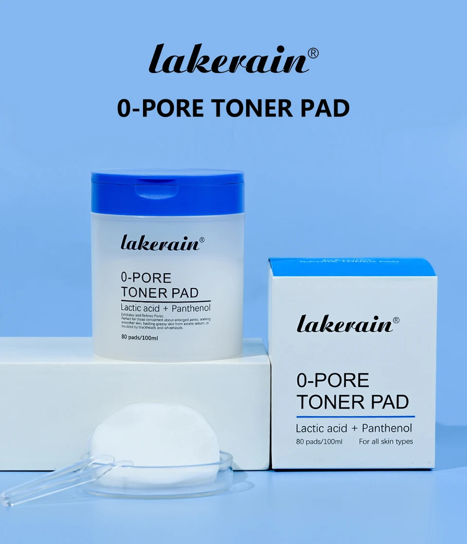 lakerain 0-PORE Toner Pads: Lactic Acid & Panthenol Exfoliating Treatment (80 Pads)