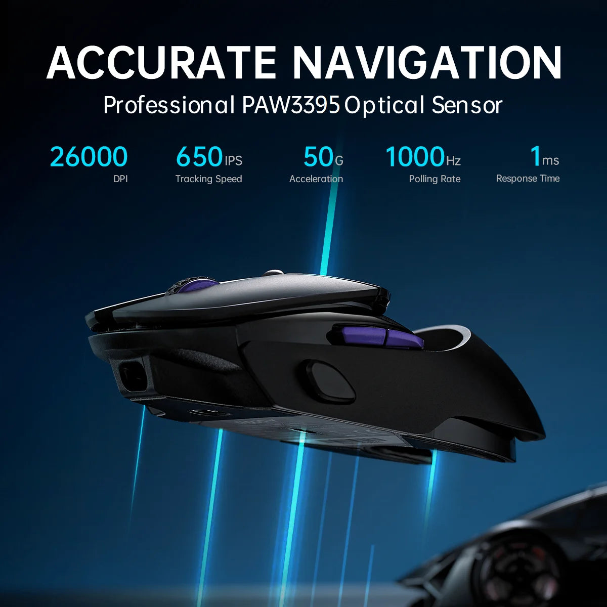 Rapoo VT960PRO Wired/ Wireless Gaming Mouse PAW3395 Sensor 26000 DPI OLED Display 9 Programmable Buttons On-Board Memory Black