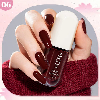 KUDAN Dark Burgundy Nail Polish, Alcohol-Free - Long-Lasting Formula Quick Drying Without Lighting, Glossy And Shiny Surface