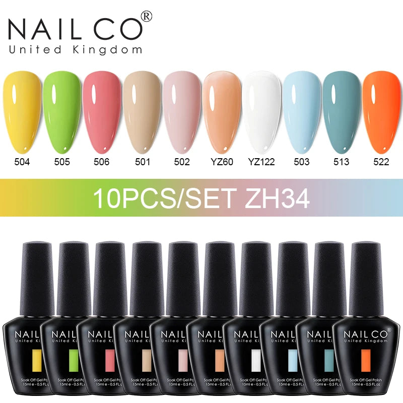NAILCO 15ml Gel Nail Polish Set 30pcs/Lot Gel Polish Nail Soak Off UV LED Semi-Permanent Varnishes Nail Art Salon Free Shipping