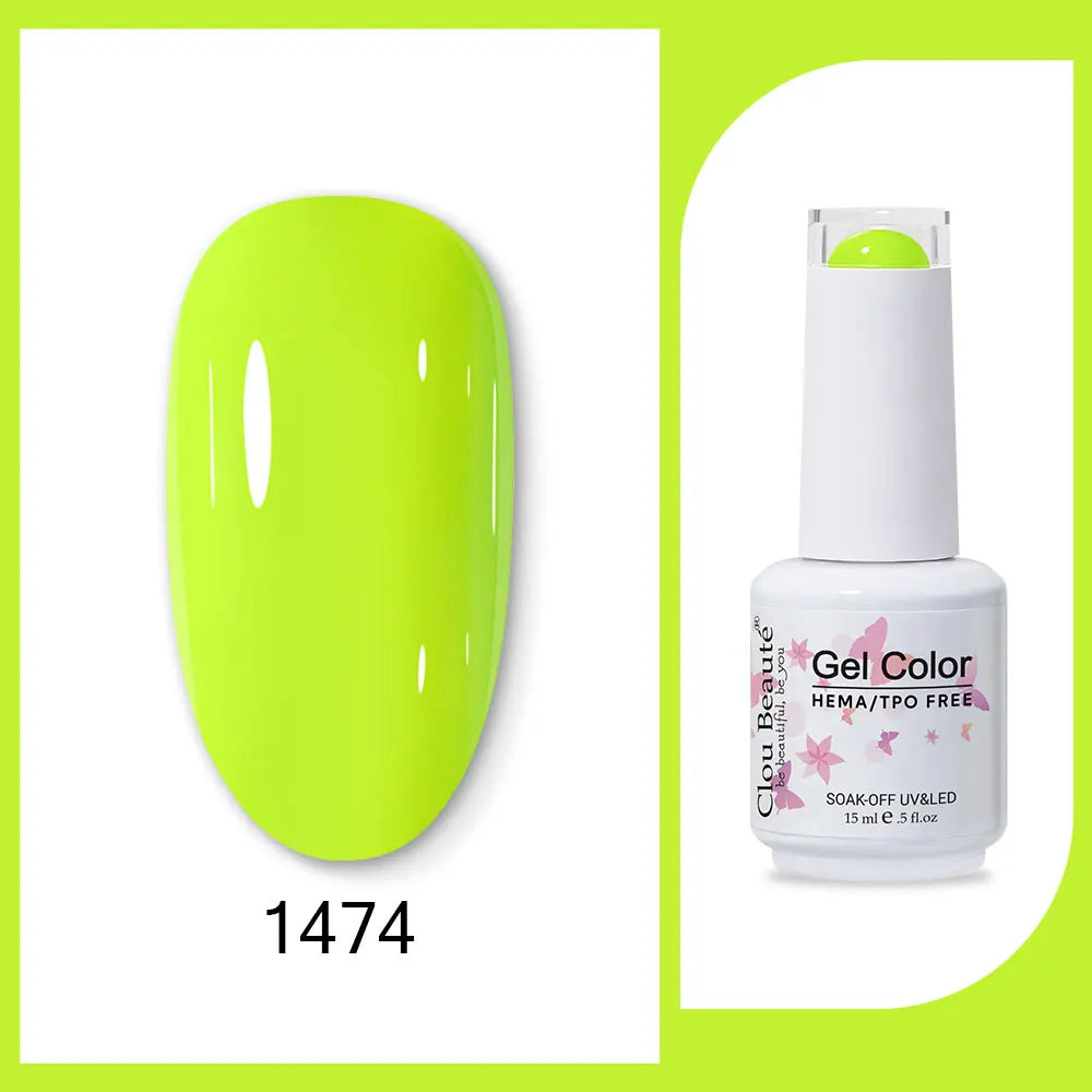 Clou Beaute 15ml Red Black White Green Neon Gel Nail Polish Base Top Coat Velvet Top 400 Colors Semi Permanent Gel Nail Varnish