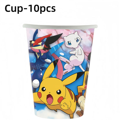 Pokemons Birthday Party Decoration Lightning Pikachu Balloon Tableware Kit Cup Plate Gift Bag Kid Favor Gift Baby Shower Supplie