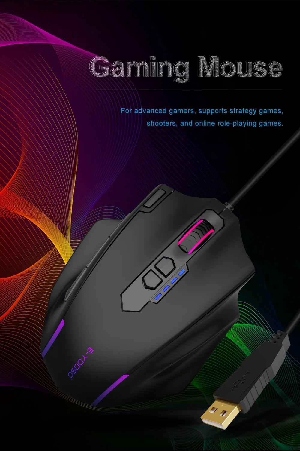 E-YOOSO X-41 USB Wired RGB Gaming Mouse 24000 DPI SG8960 10 buttons programmable game Optical mice for Computer PC Laptop