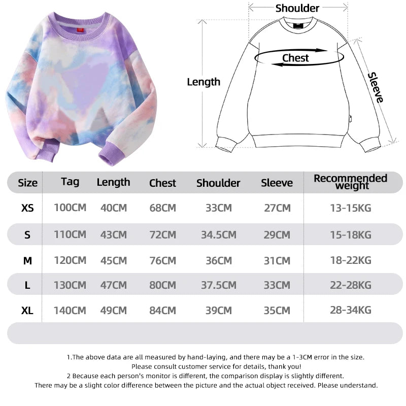K-Pop Hunters Zoey Mira Rumi Tie-dyed Sweatshirt for Girl Pullover Crew Neck Child Sportwear Long Sleeve Cartoon Kids Tops