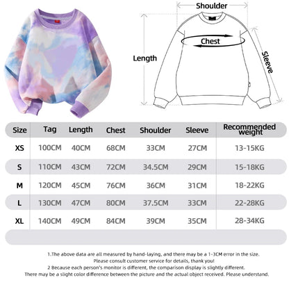 K-Pop Hunters Zoey Mira Rumi Tie-dyed Sweatshirt for Girl Pullover Crew Neck Child Sportwear Long Sleeve Cartoon Kids Tops