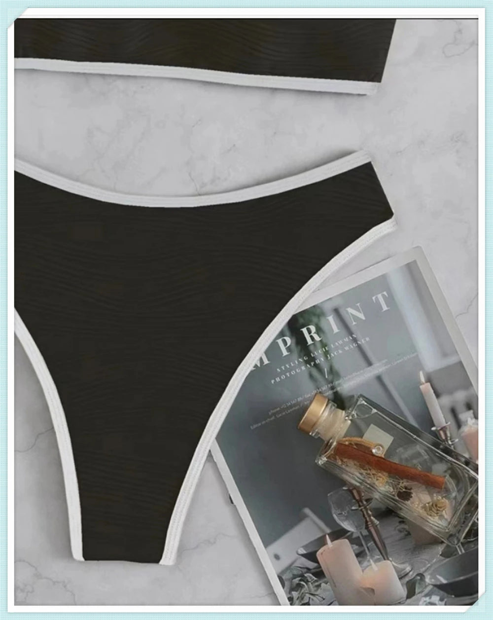 Sexy Bandeau High Waist Bikini 2023 Women Triangle Swimsuit Stitch Detail Swimwear Padded Bathing Suit Female Solid Beachwear