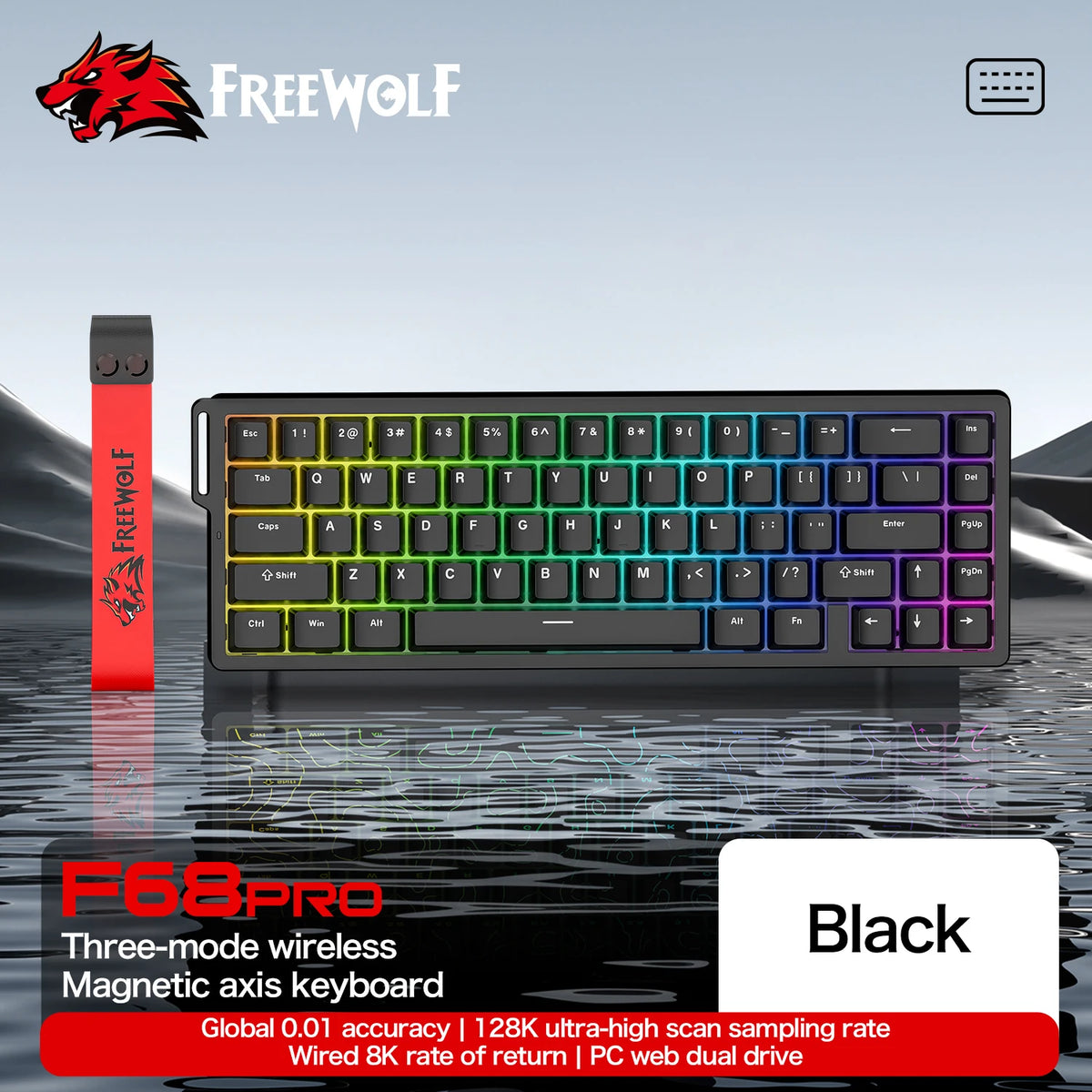 Magnetic Switch Keyboard ATTACK SHARK X68HE Wired and FREEWOLF F68 Wired F68Pro Wireless for Pro Gaming 8K Hz 0.01mm Rapid Trigg