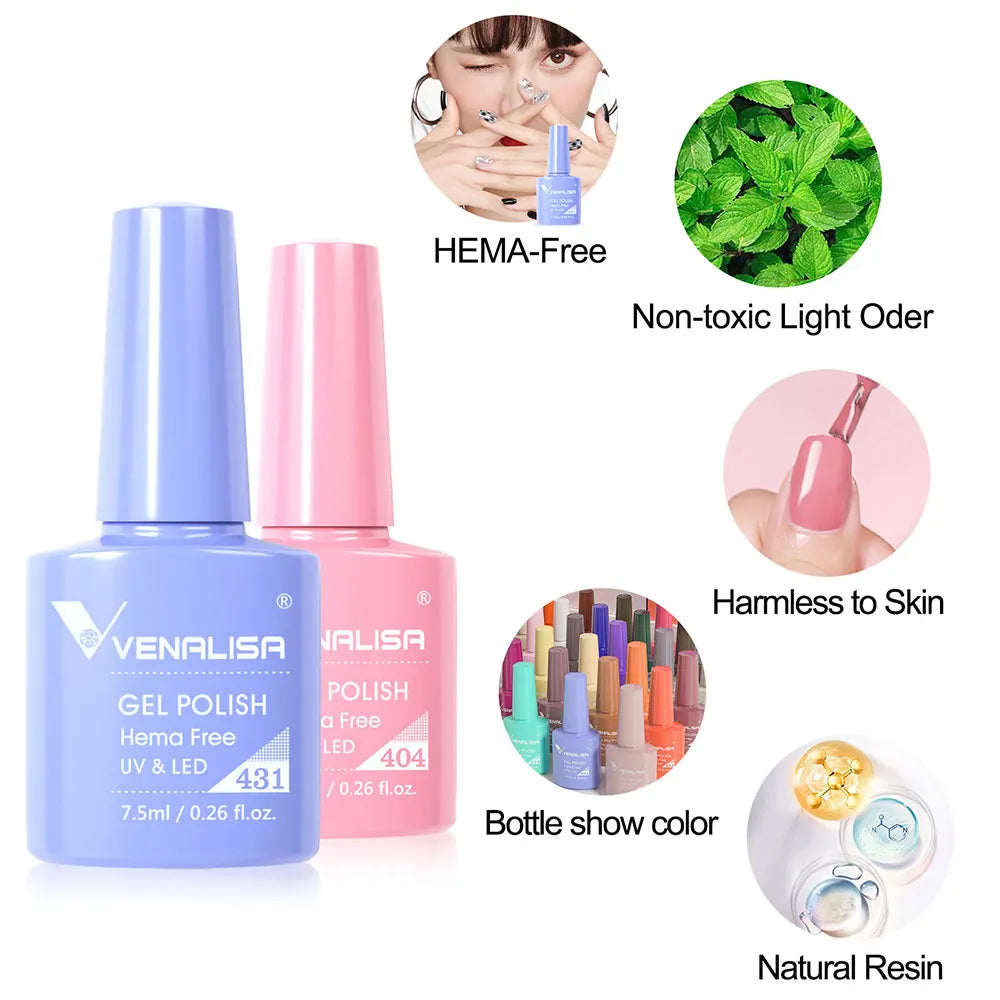 VIP5 Venalisa Nail Gel Polish Kit HEMA FREE Jelly Pink Nude Color Sparkle Gel Varnish Self Leveling Gel Nail Varnish Whole Set