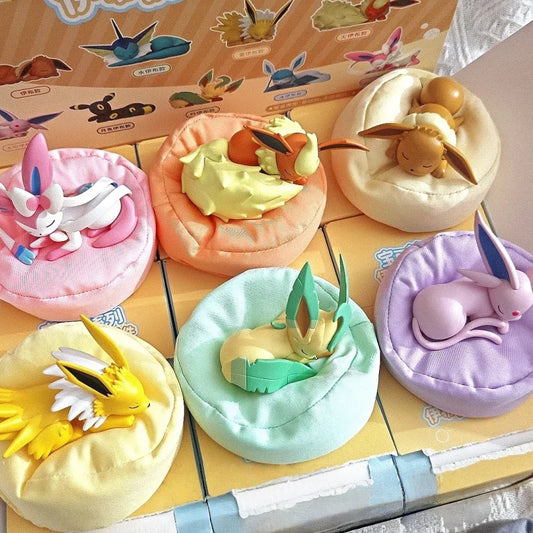 New In Stock Pokemon Eevee Sleeping Position Series Blind Box Sylveon Umbreon Flareon Jolteon Anime Desktop Decoration Model Toy