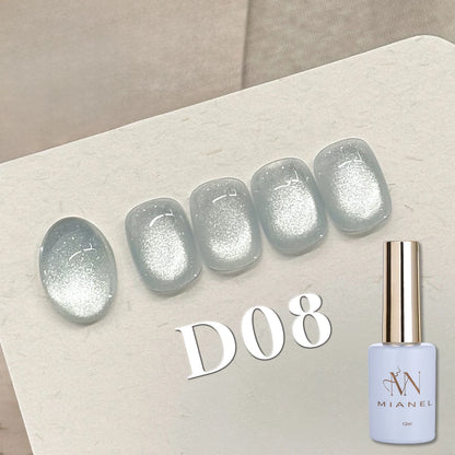 MIANEL 1-16PCS Light Smoke Magnet Cat Eye Gel Nail Polish 2025 New Glass Bead Nude Pink Nail Glue Pink Nails Blue Nails Nail Art