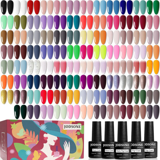 100 PCS Gel Nail Polish Kit with Base & Top Coat, No Wipe Soak Off, Matte & Glossy Finish for Manicure Lovers