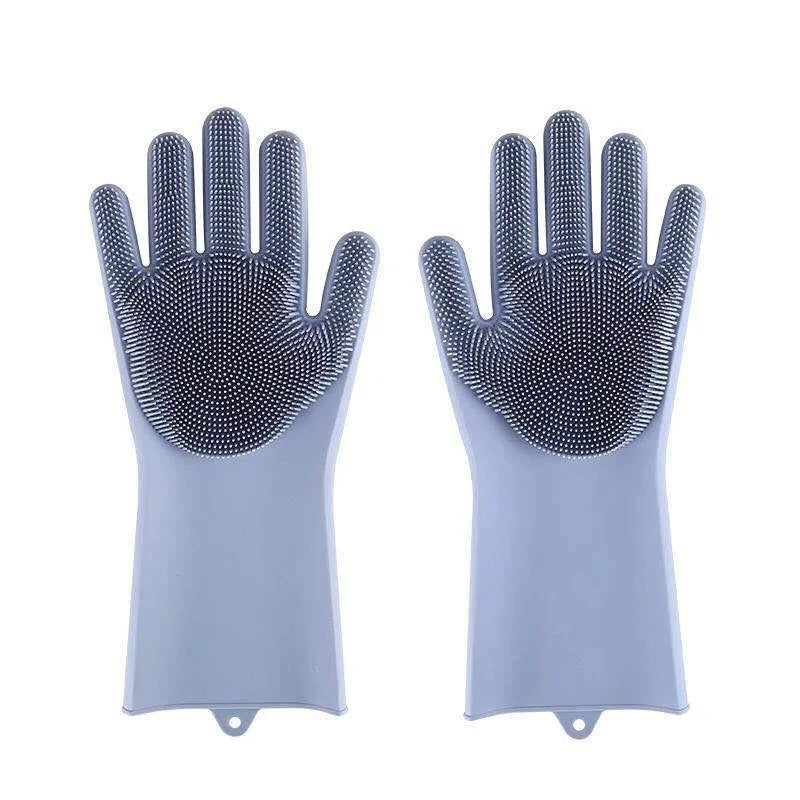 Bite-Proof Pet Scrubbing Bath Gloves: 2-in-1 Waterproof Silicone Grooming & Shampoo Scrubber