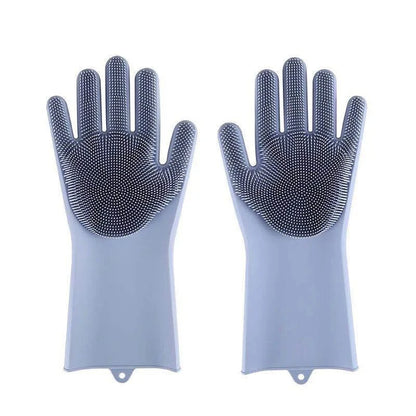 Bite-Proof Pet Scrubbing Bath Gloves: 2-in-1 Waterproof Silicone Grooming & Shampoo Scrubber