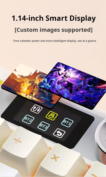 AULA F108Pro/F108 Wireless Bluetooth tri-mode connection, multi-functional display, Gasket structure, RGB lighting effects