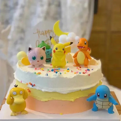 13PCS/SET Pikachu Cake Topper Decoration Boy Girl Happy Birthday Cute Poke Boll Vinyl Anime Figure Cake Ornaments Bake Supplies