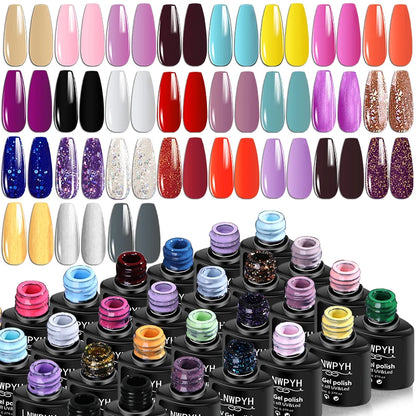 Nail Polish Kit Acrylic Nail Kit Poly Nail Gel Set With Nail Lamp Nails Extension Glitter Gel UV Building Gel Manicure Tools Set