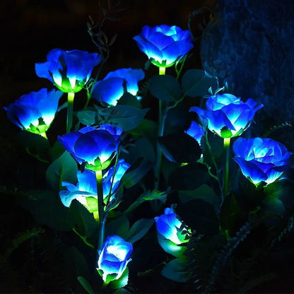 5 Heads Rose Lawn Lamp Solar Lights Outdoor Decorative Solar Garden Lights for Yard Patio Garden Wedding Decor Fairy Lights