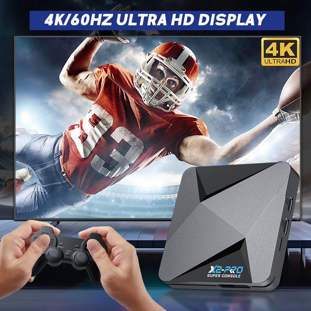 KINHANK Super Console X2 Pro Retro Video Game Console with 37000 Video Games for PS1/DC/MAME/SS with Gamepad Kid Gift Game Box