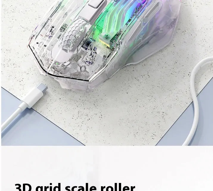 LANGTU G4 Three Mode RGB Bluetooth Wireless Mouse - Desktop Laptop Gaming Office Silent Transparent Mouse