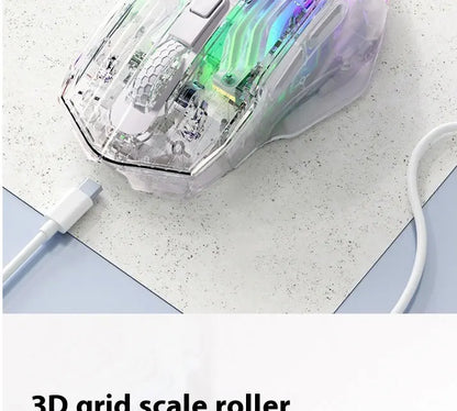 LANGTU G4 Three Mode RGB Bluetooth Wireless Mouse - Desktop Laptop Gaming Office Silent Transparent Mouse