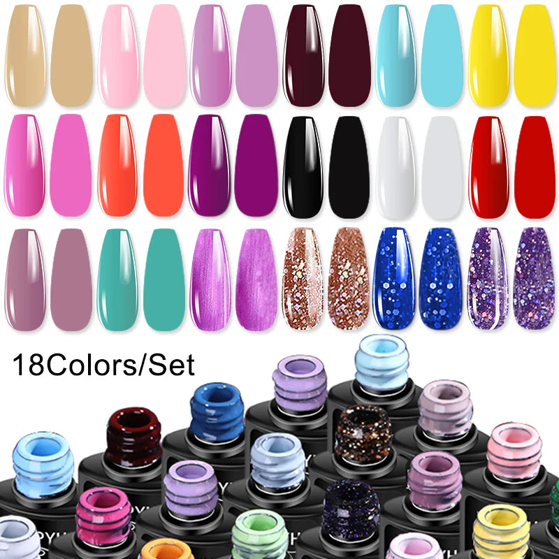 Professional Gel Nail Polish Kit Semi Permanent Gel Varnish Set Nail Art Manicure Kit And UV LED Nail Dryer Electric Nail Drill