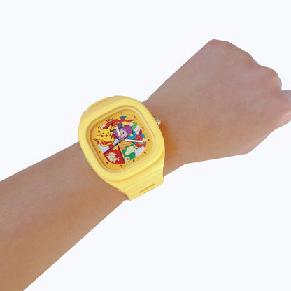 Pocket Monster Watch Anime Pikachu Cartoon Children's Quality Cute Square Watch Gift Box Series Children's Christmas Gifts
